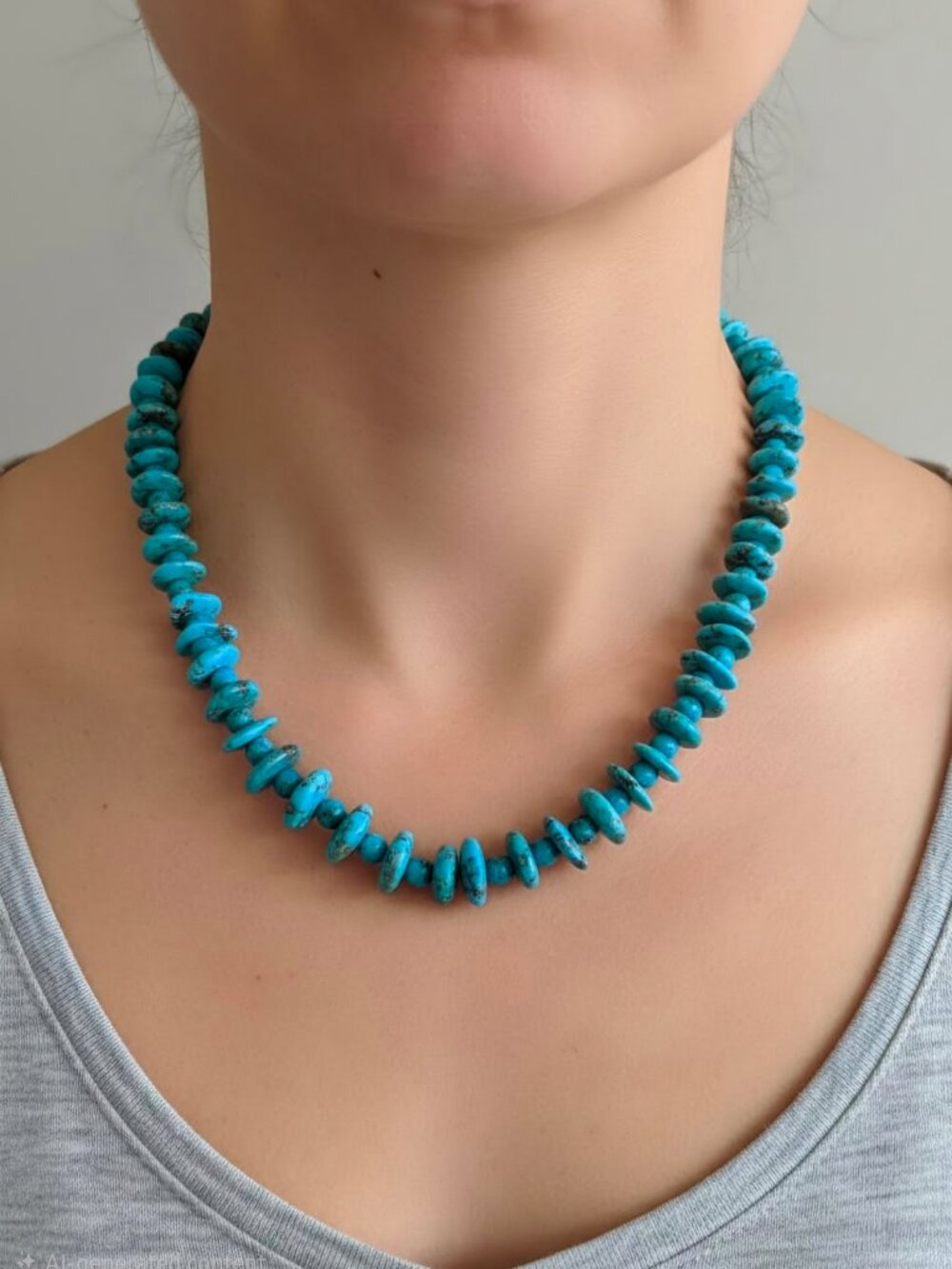 Kingman Turquoise Rondel Necklace
